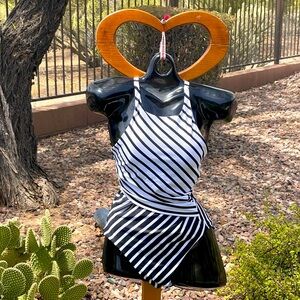 NWOT - RALPH LAUREN -- Black and White Striped Swimsuit